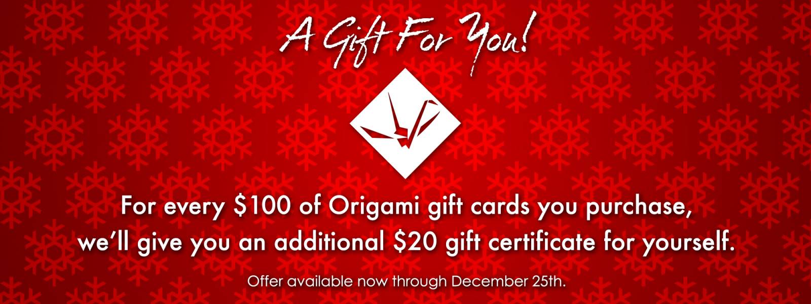 Origami Holiday Gift Card Special